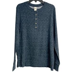 Levi's Men's Thermal Long Sleeve 5 Button Classic Fit Henley Blue Gray Shirt Med